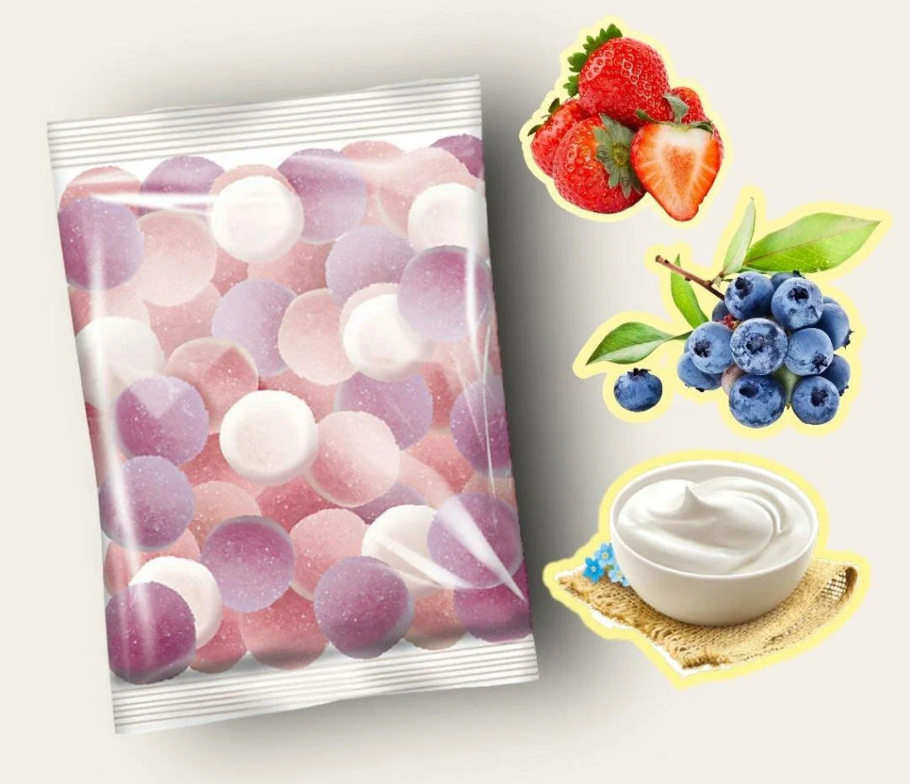 Mayama, мармелад жевательный со вкусами клубники и черники со сливками (упаковка 0,5 кг)  фото 2