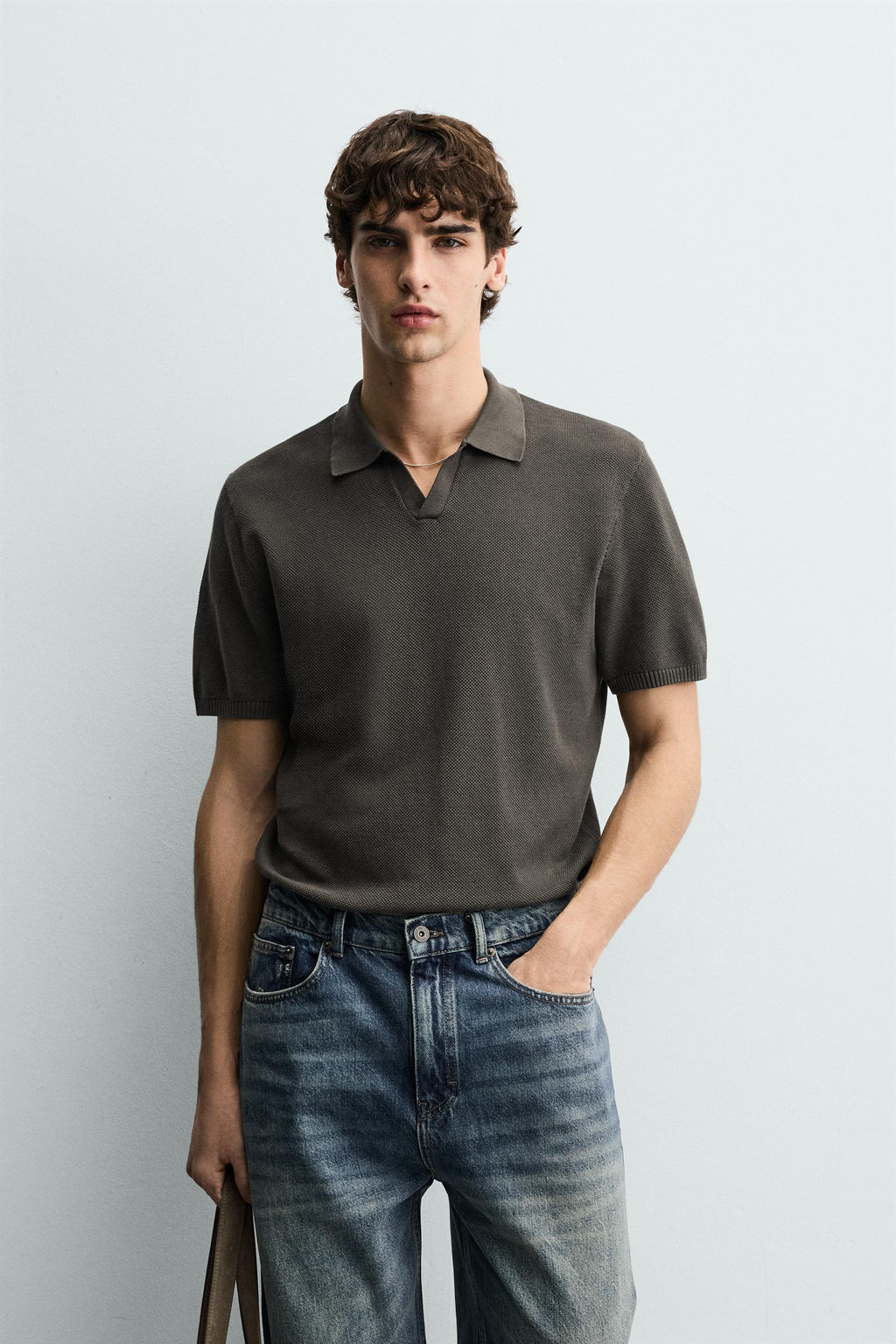 POLO PUNTO ESTRUCTURA / Verde gris - Zara фото 2