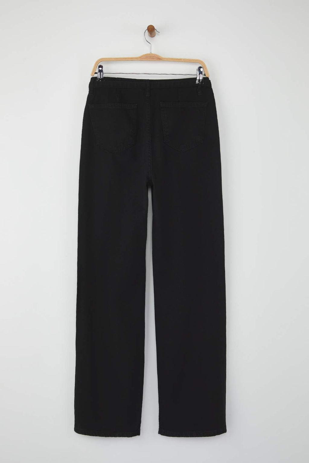 Wardrobe Essentials Siyah Yuksek Bel Kus Gozu Detayl? Kemerli Wide Leg Palazzo Jeans TWOAW26JE00098 - Trendyolmilla фото 6