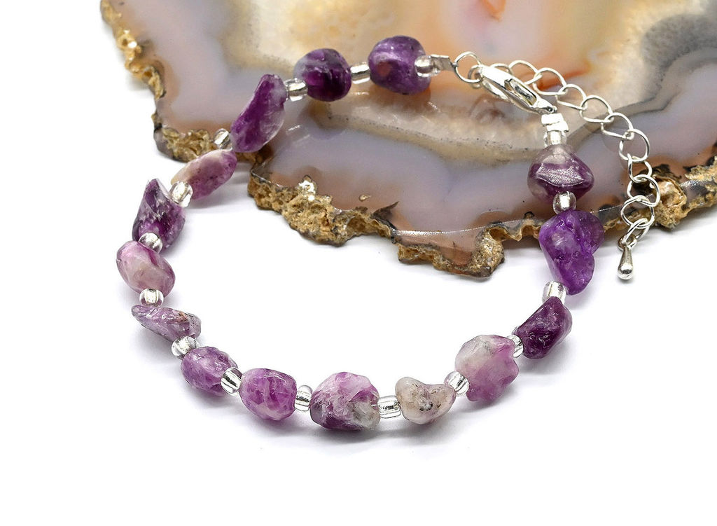 Браслет из лепидолита галтовка 4*6мм, 17см