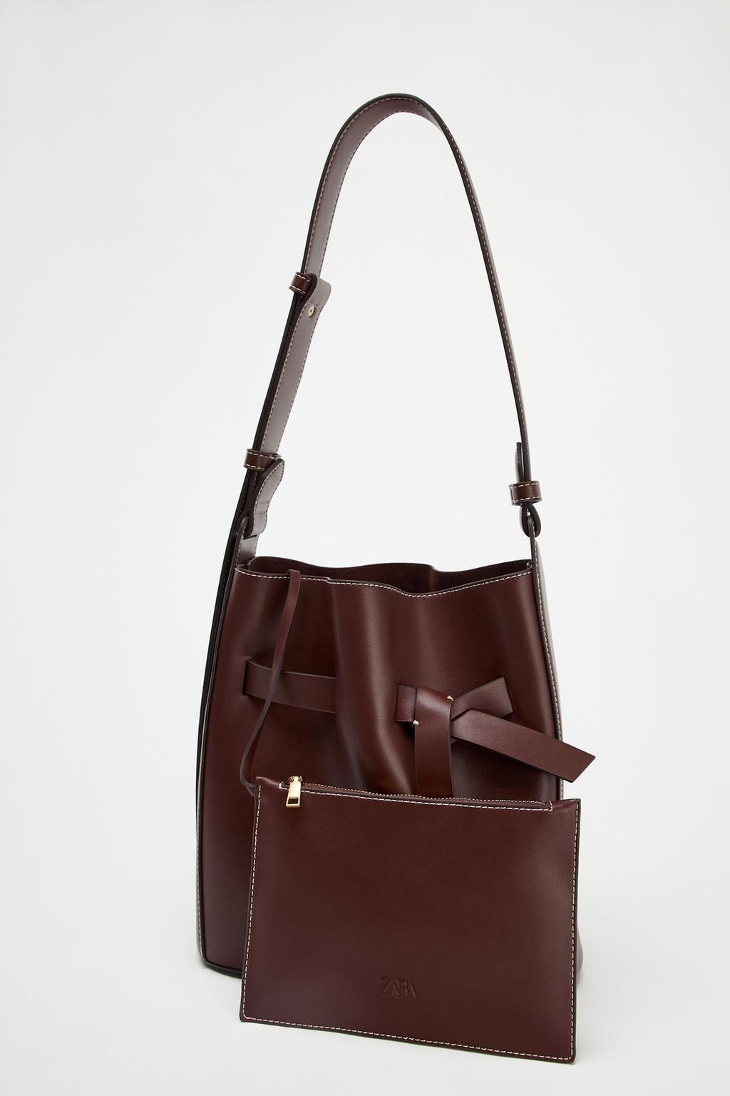 KNOTTED STITCHED BUCKET BAG - Zara фото 3