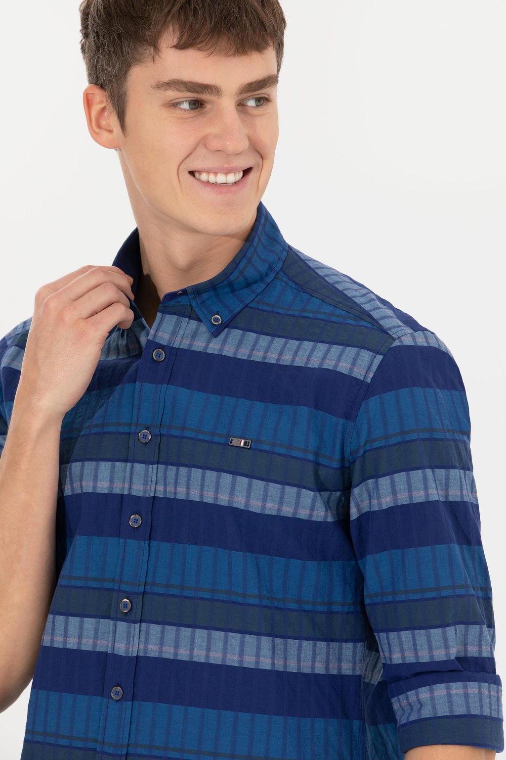 U. S. Polo Assn / Мужская синяя рубашка с длинным рукавом - U.s. polo assn фото 2