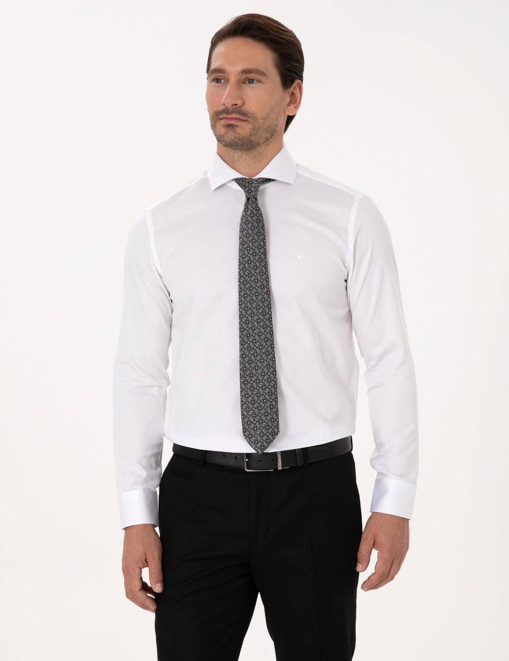 Beyaz Slim Fit %100 Pamuk Tam _talyan Yaka Klasik G_mlek - Cacharel фото 3