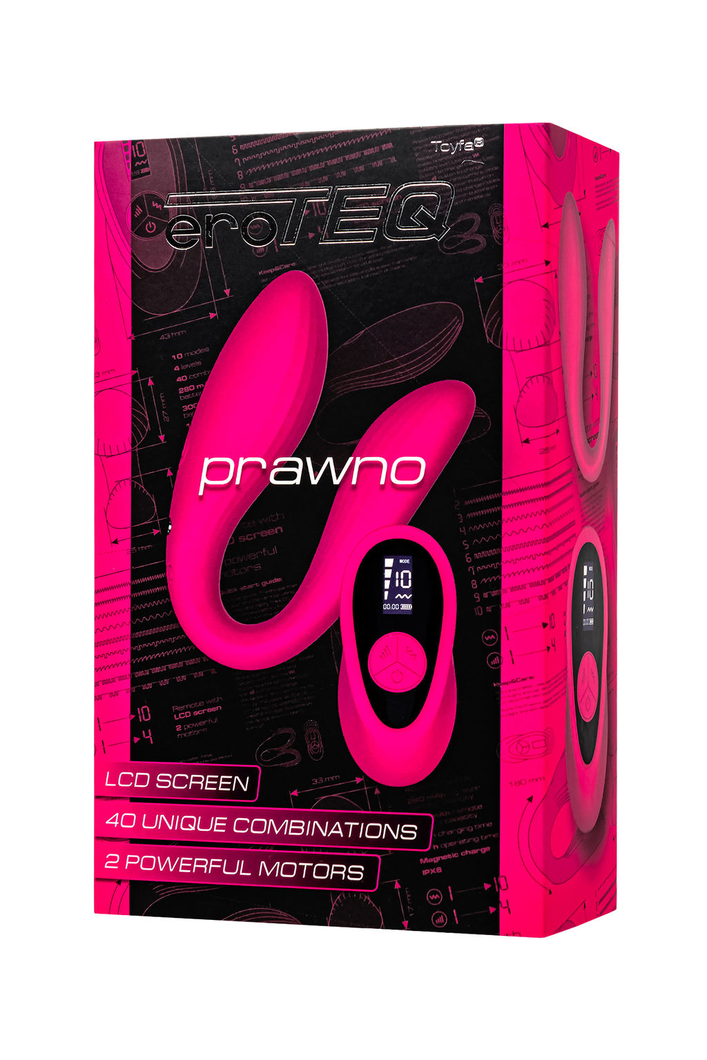 Вибратор для пар eroTeq Prawno с пультом ДУ, силикон, розовый, 18 см