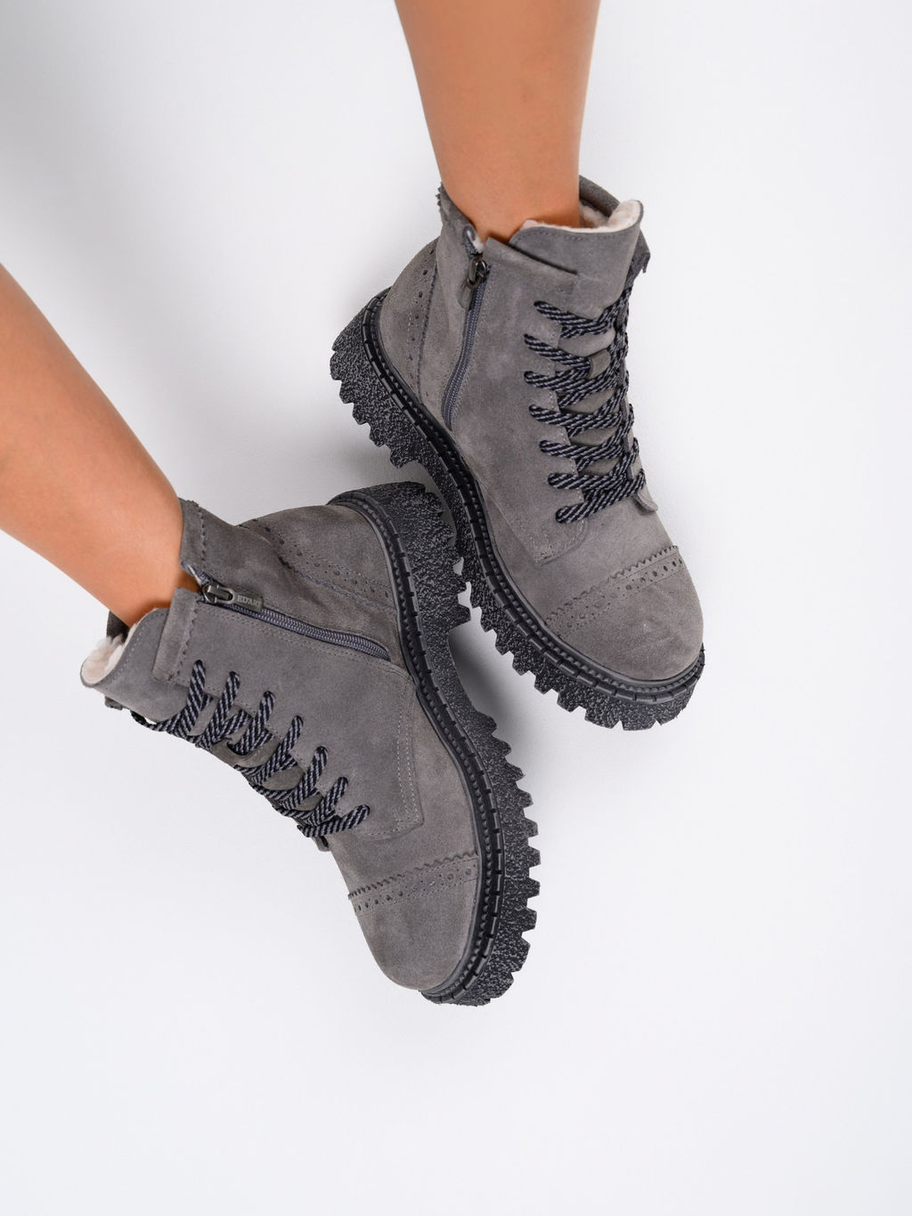 Ботинки 319.22511gr.Серый замок замша/Мех