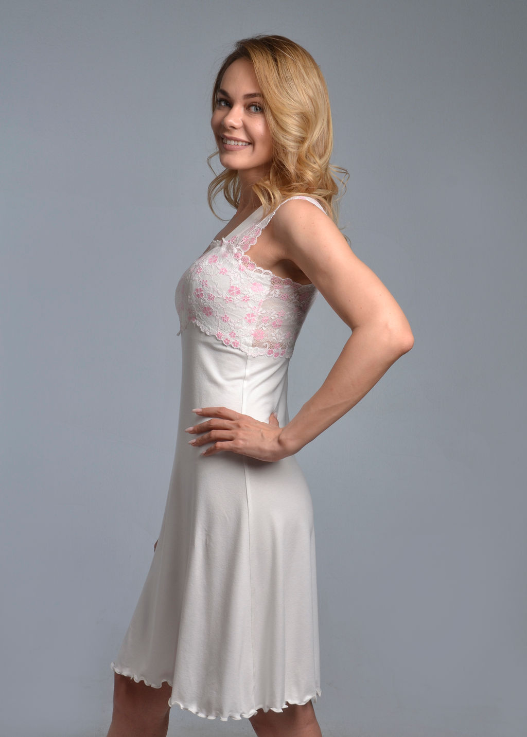 Ночная сорочка МИЛАНА (молоко/розовый №18/2) - Ивановская трикотажная компания фото 3