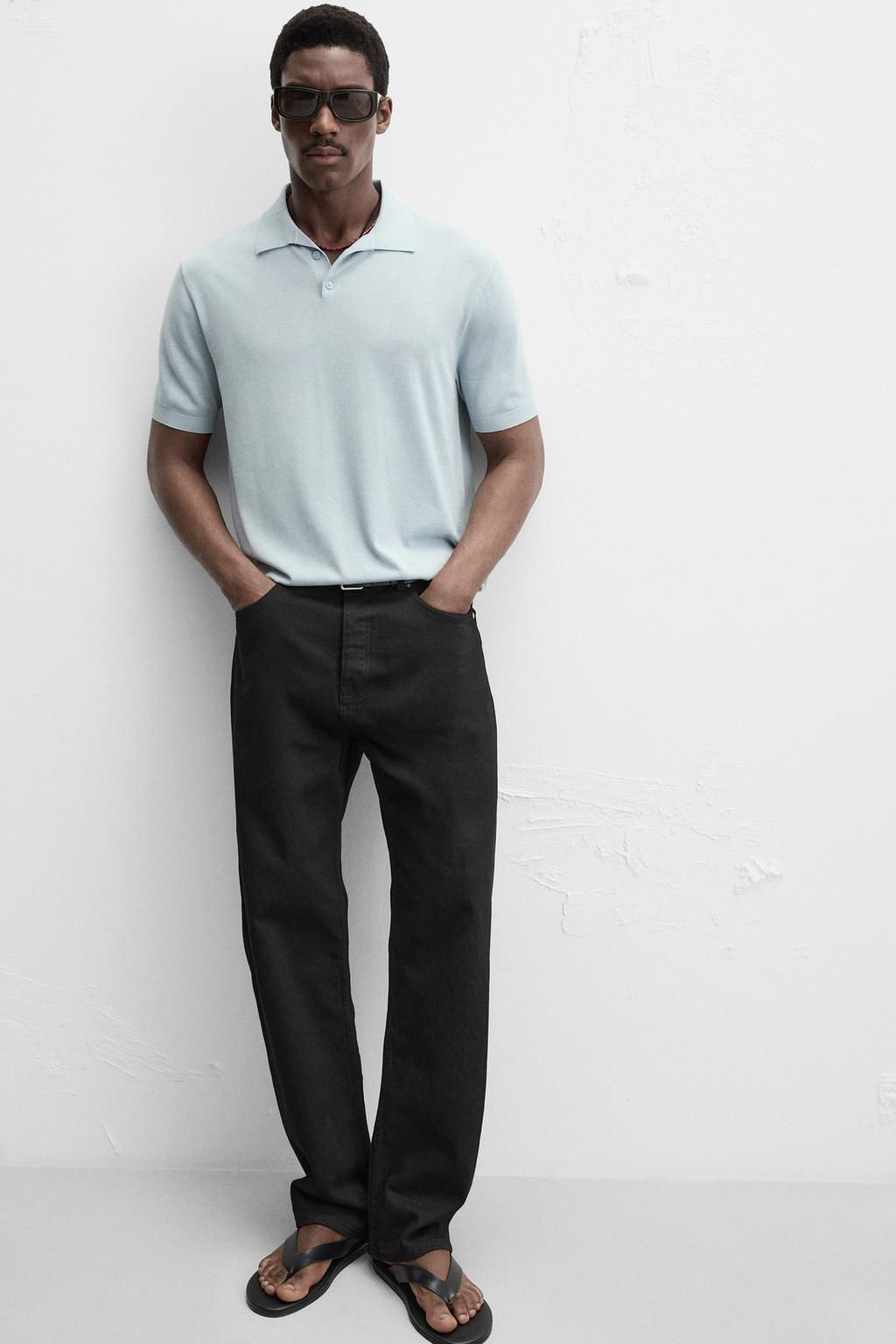 COTTON/SILK KNIT POLO SHIRT - Zara фото 6