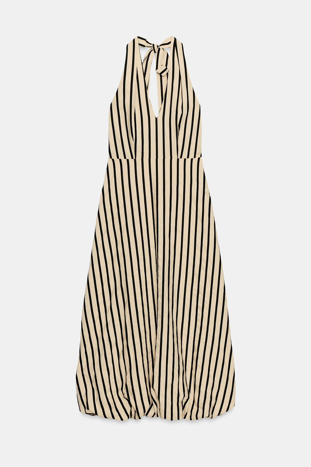 VESTIDO MIDI GLOBO RAYAS / Crudo / Negro - Zara фото 7