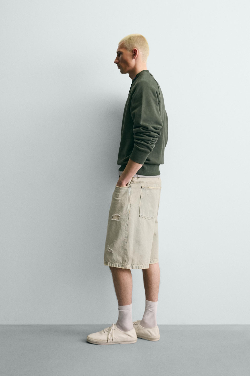 BERMUDA DENIM BAGGY FIT / Azul claro - Zara фото 4