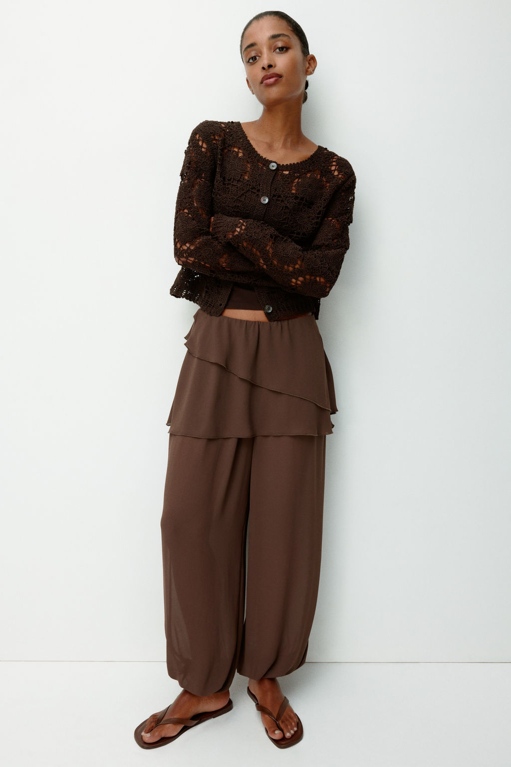 Pantal?n de gasa con falda superpuesta - H&m фото 2