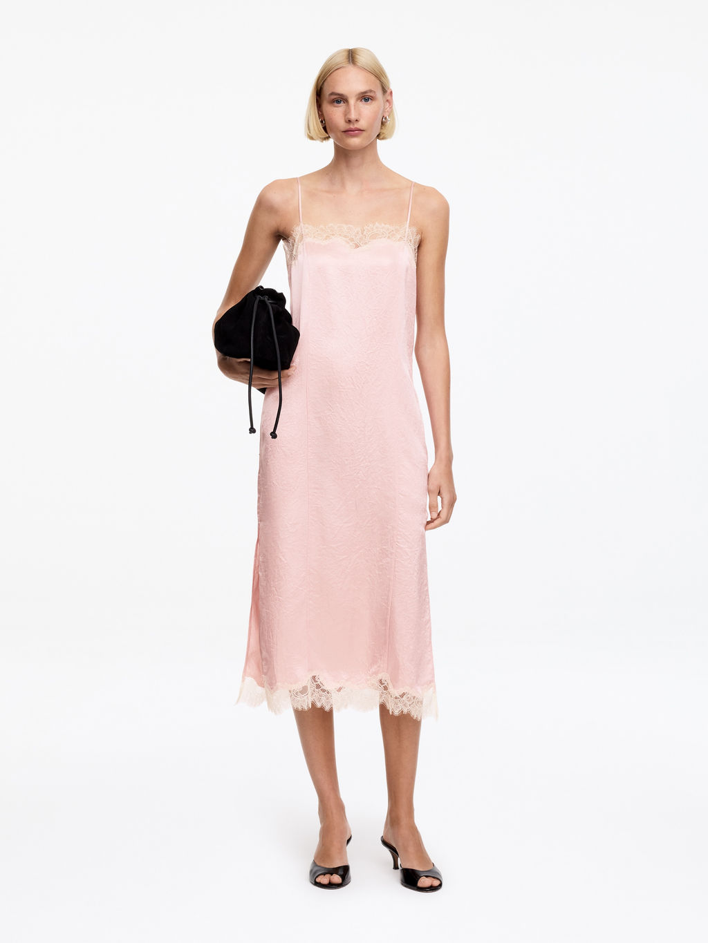 Vestido lencero con ribete de encaje - H&m фото 3