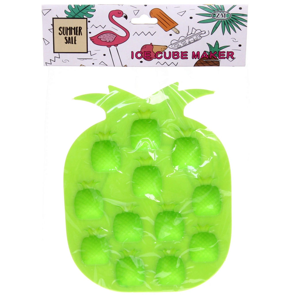 Цена за 5 шт. Форма для льда силиконовая "Ананас" 19*14см, цвета микс