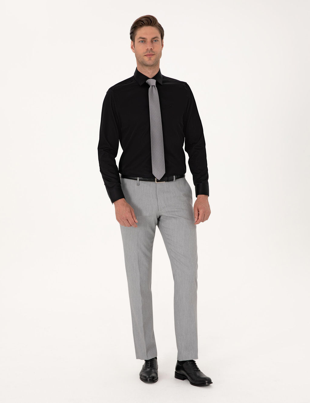 Siyah Slim Fit Uzun Kollu Basic G_mlek