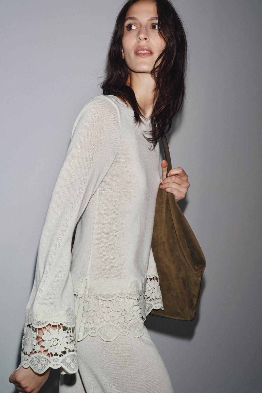 GUIPURE COMBINATION T-SHIRT - Zara фото 5