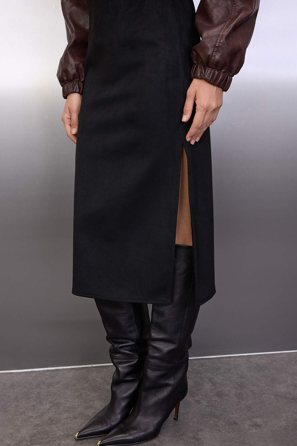 Haki Suet Midi Kalem Orme Etek TWOAW26ET00018 - Trendyolmilla фото 10