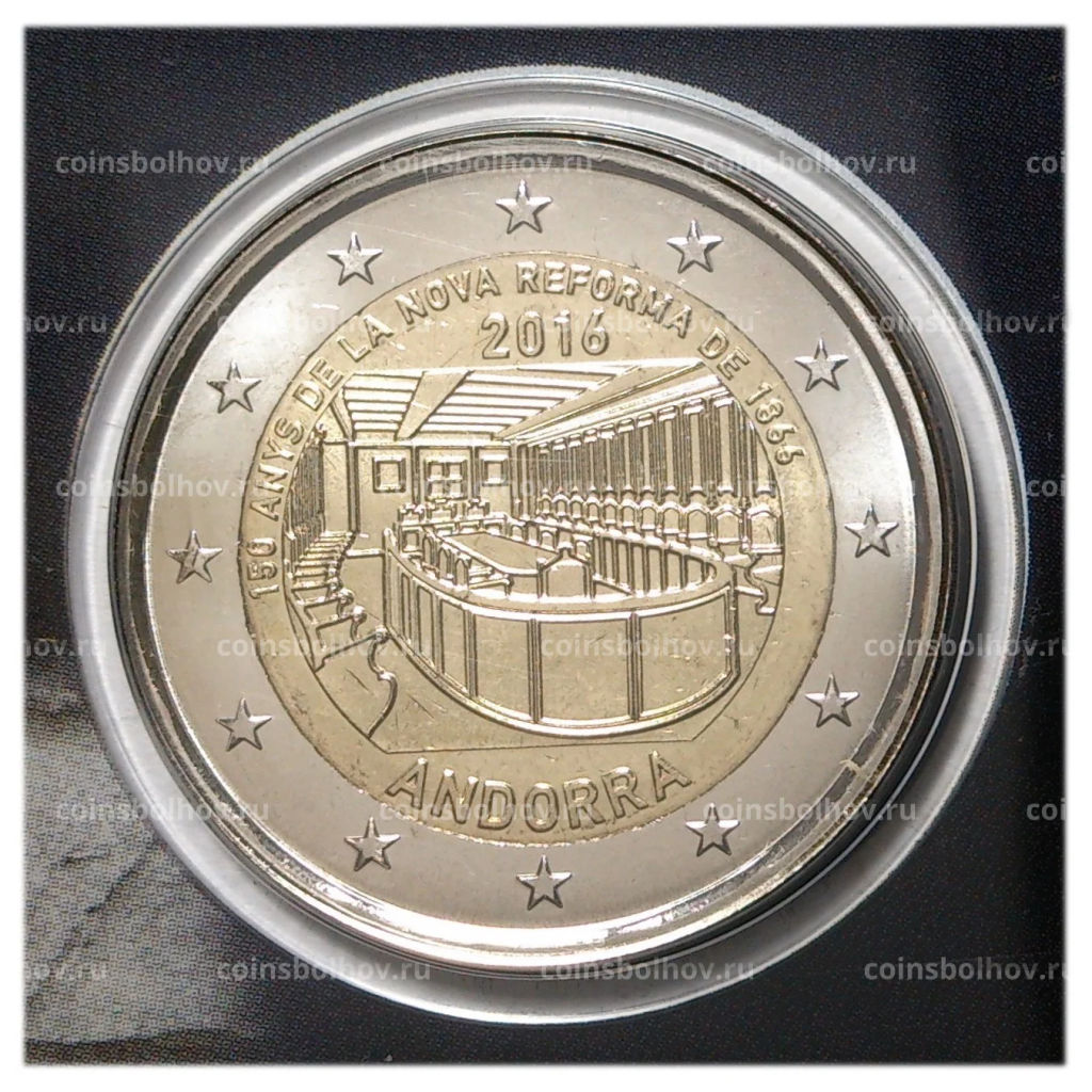 2 евро 2016 года Андорра  150 лет Новой реформе 1866 года (в блистере)