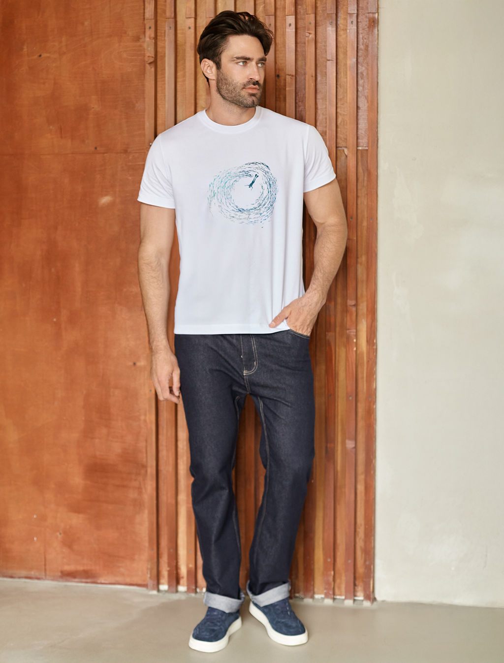 Футболка из премиального хлопка с авторским принтом - Vilatte фото 5