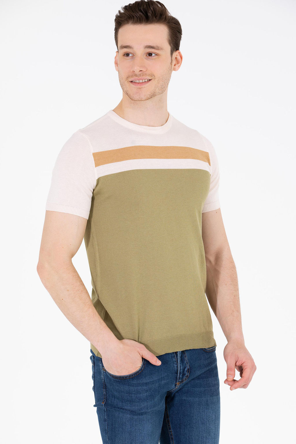 U. S. Polo Assn Мужской трикотаж цвета хаки с круглым вырезом - U.s. polo assn фото 2