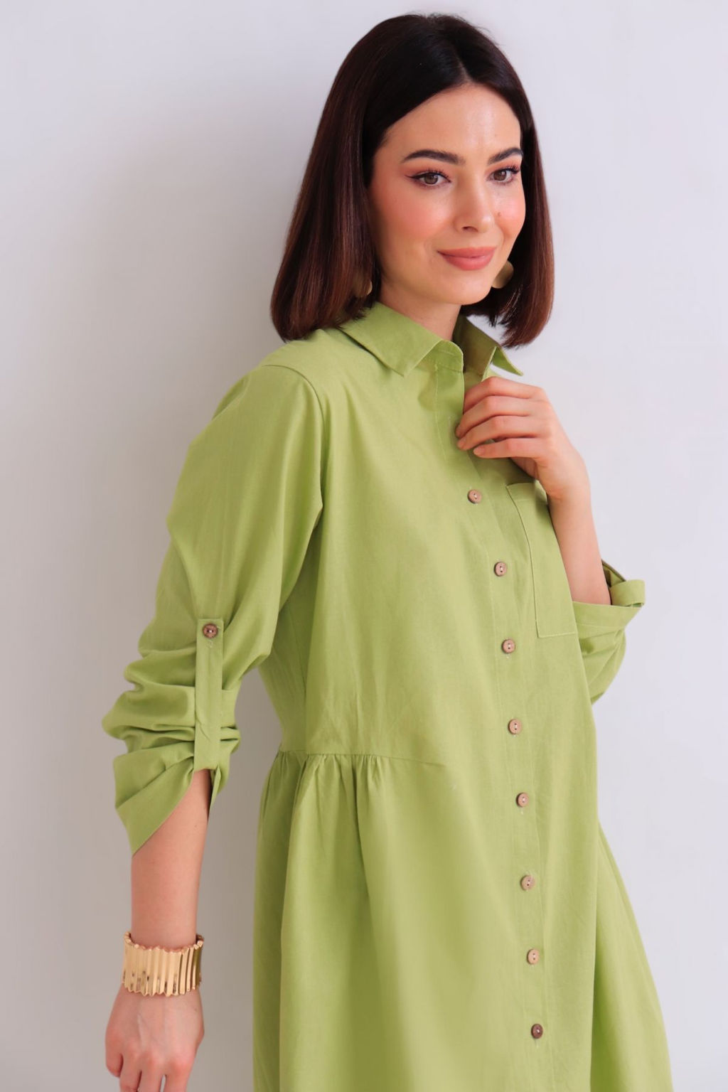 Martichelli Платье хлопковое в цвете лайм  фото 3