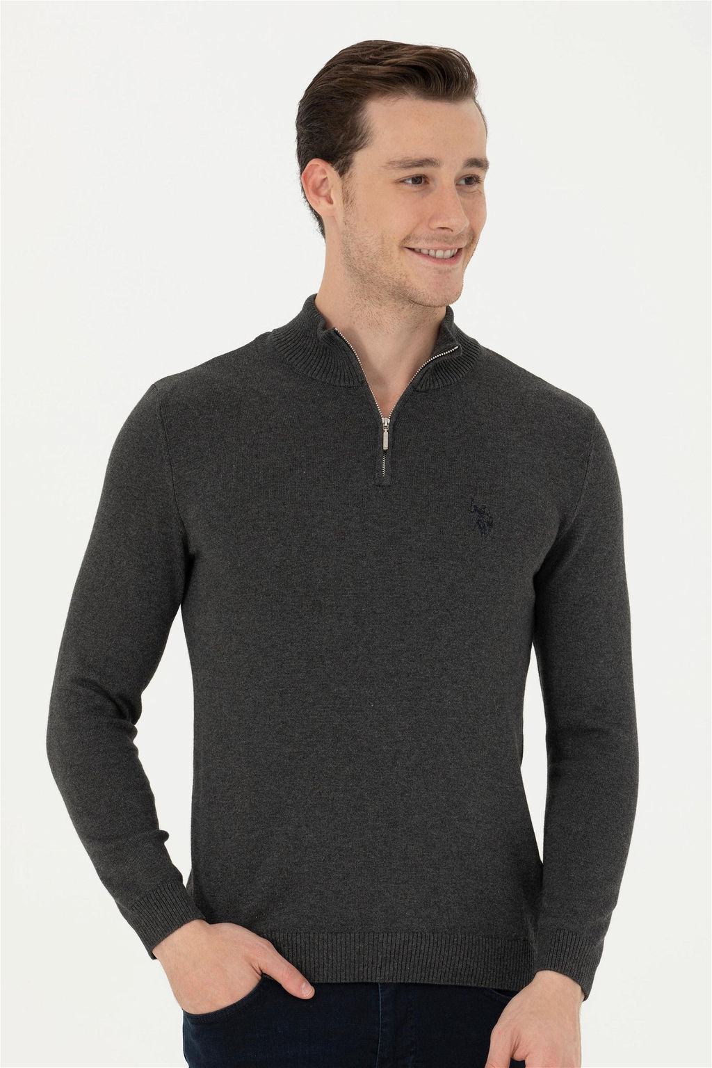 Мужской свитер антрацитового меланжа - U.s. polo assn фото 10