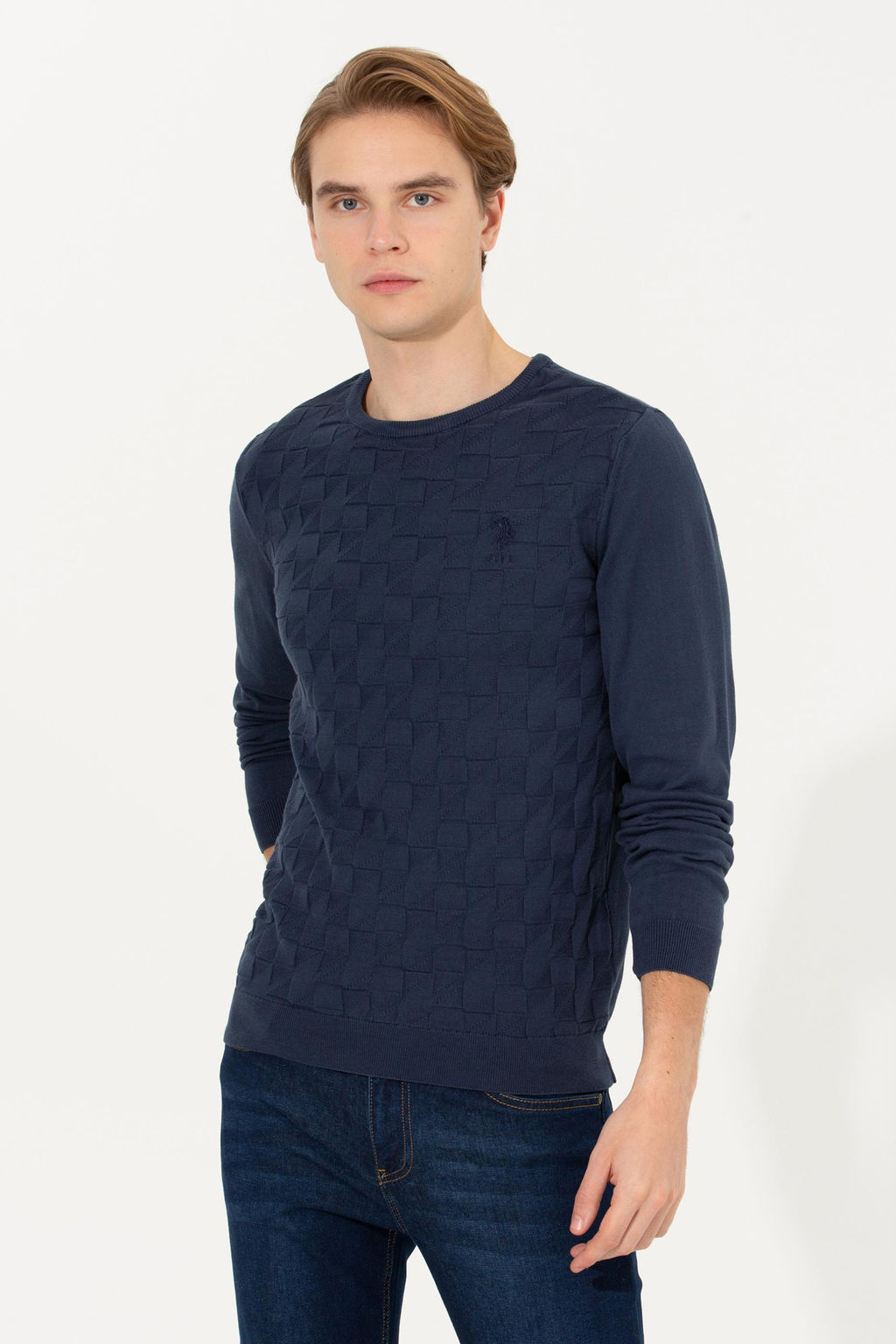 U. S. Polo Assn / Мужской темно-синий базовый свитер - U.s. polo assn фото 15