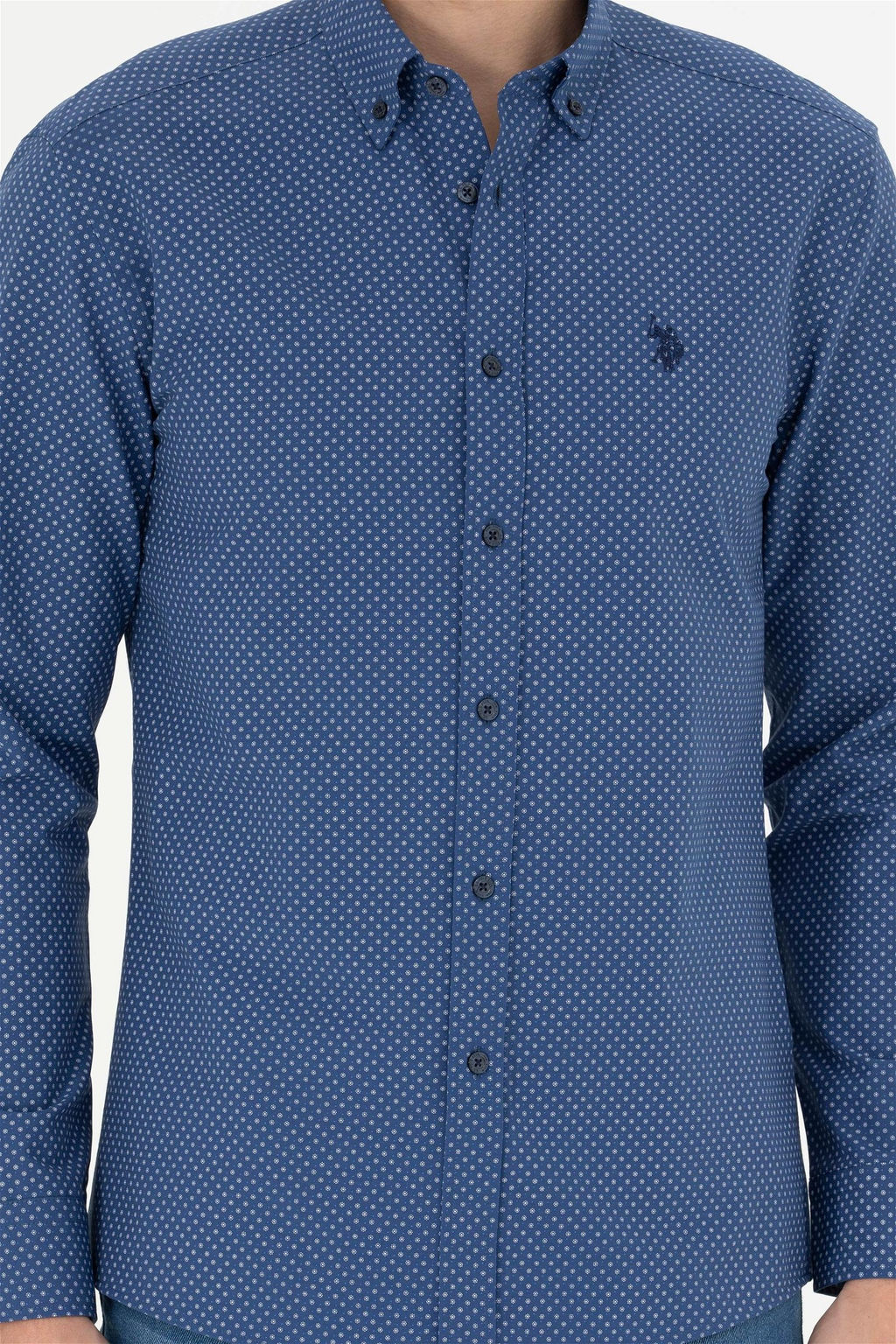 Мужская темно-синяя рубашка с длинным рукавом - U.s. polo assn фото 6