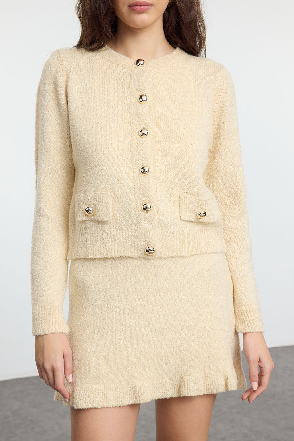 Siyah Buklet Kemerli Etekli Triko Alt-Ust Tak?m TWOAW25AU00019 - Trendyolmilla фото 8