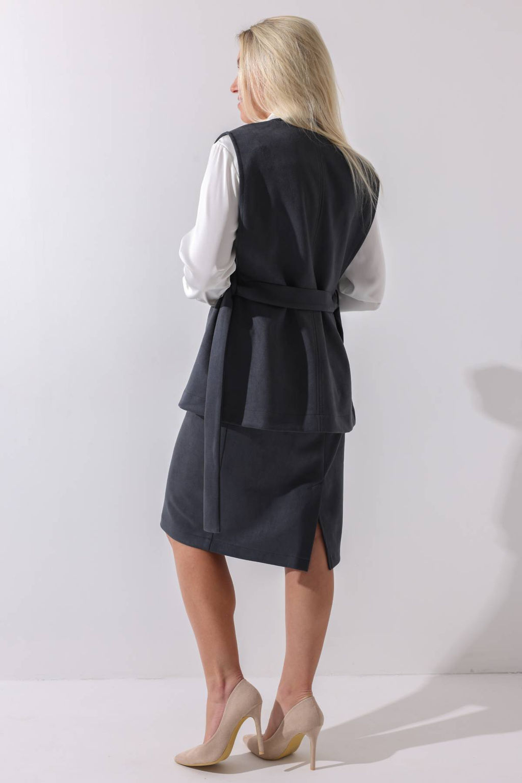 Юбка эко-замша 128/07/Графитовый - Rise фото 2