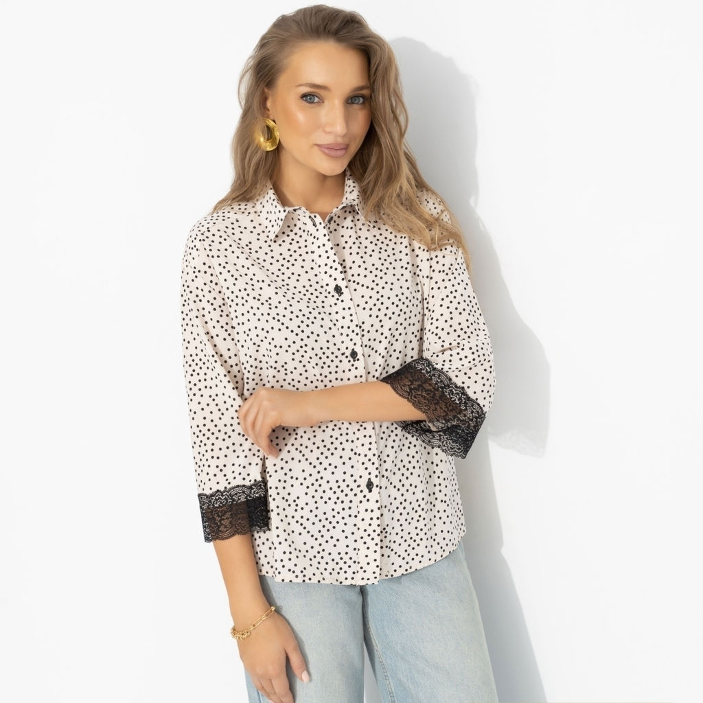 Рубашка комбинированная с кружевом, Работаю красиво (оригинал) - Charutti фото 2