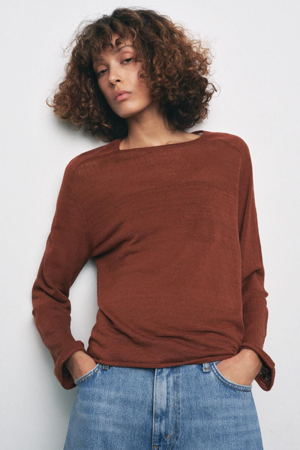 LINEN BLEND KNIT SWEATER - Zara фото 9