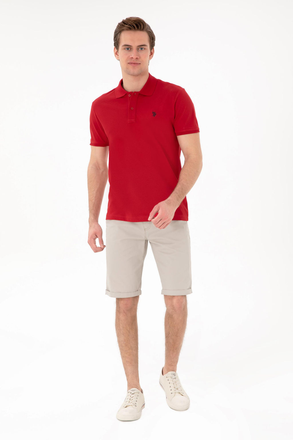 Erkek Slim Fit Polo Yaka K_rm_z_ Basic Ti__rt Sepette S_rpriz _ndirim - U.s. polo assn фото 4