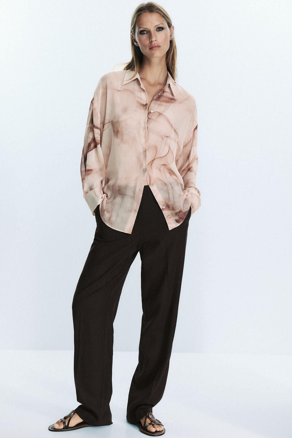 TIE-DYE PRINT COTTON GAUZE BLOUSE - Zara фото 4