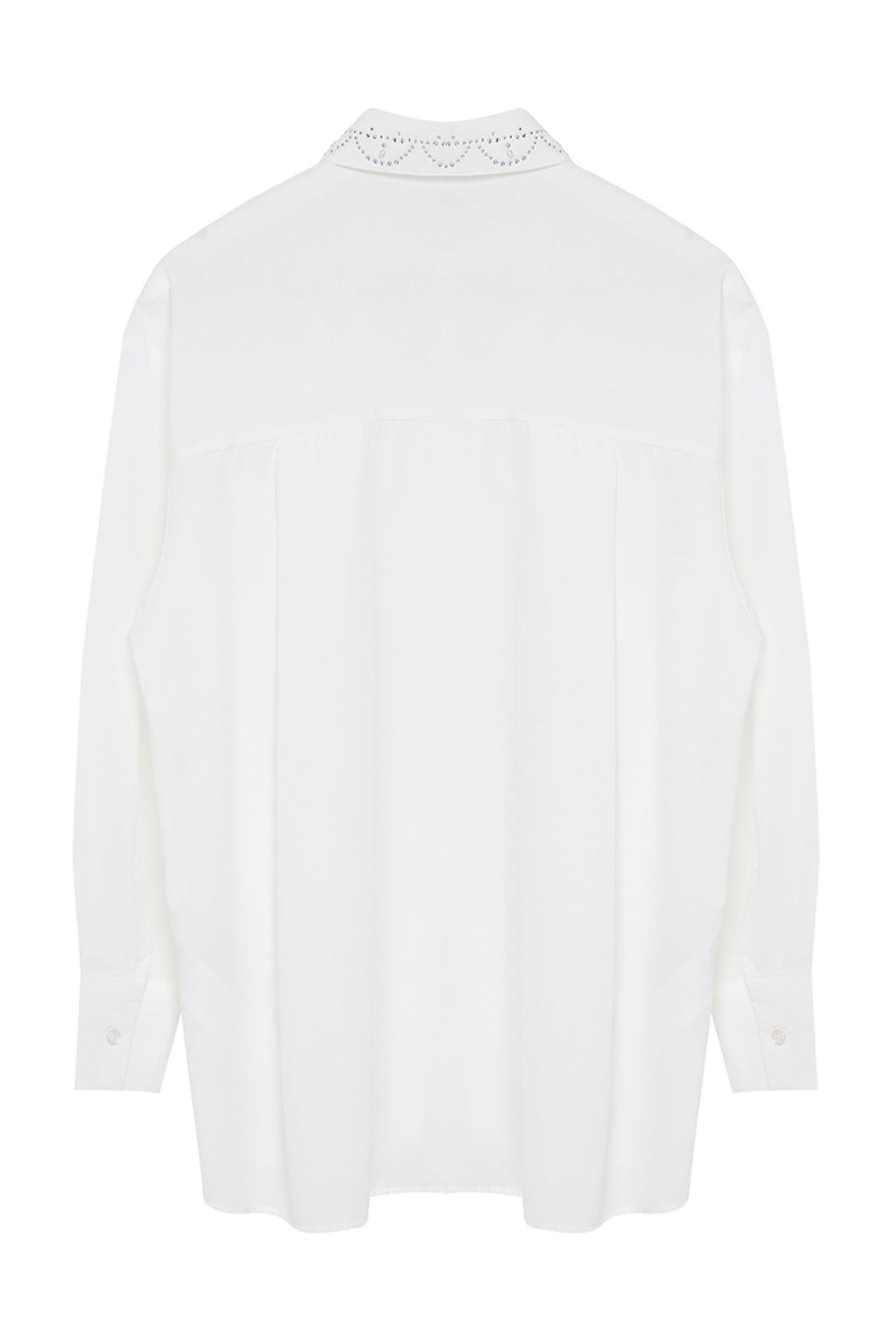 Ekru Yakada Serit Tas Detayl? Oversize / Genis Kal?p Dokuma Gomlek TWOAW25GO00026