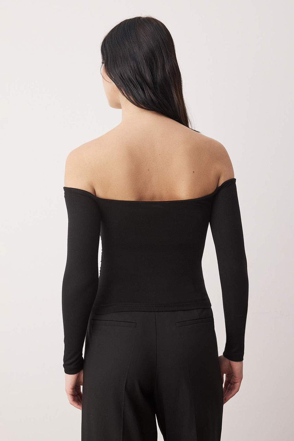 Siyah Fitted/Vucuda Oturan Aksesuar Detayl? Esnek Orme Bluz TWOAW26BZ00356 - Trendyolmilla фото 4