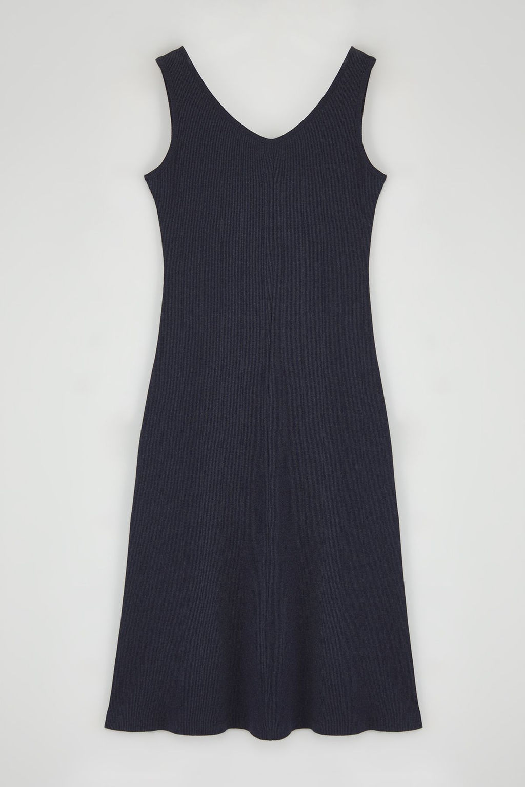 Indigo Shift/Duz Havuz Yaka Midi Triko Gorunumlu Esnek Orme Elbise TWOSS22EL2964