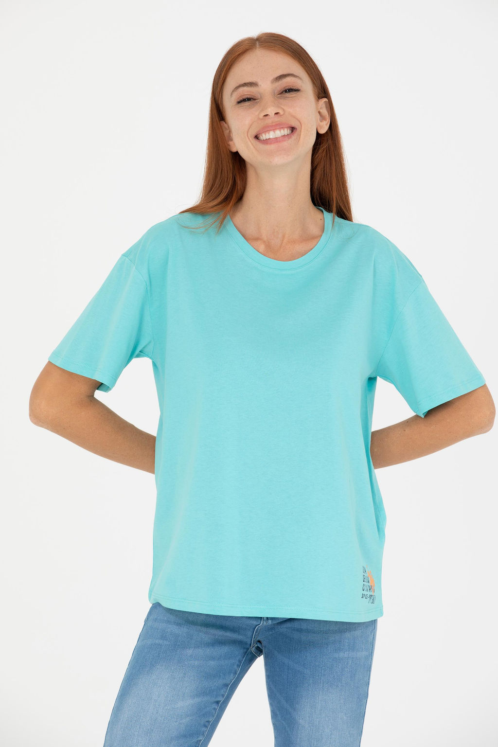 Kad_n Mint Bisiklet Yaka Ti__rt