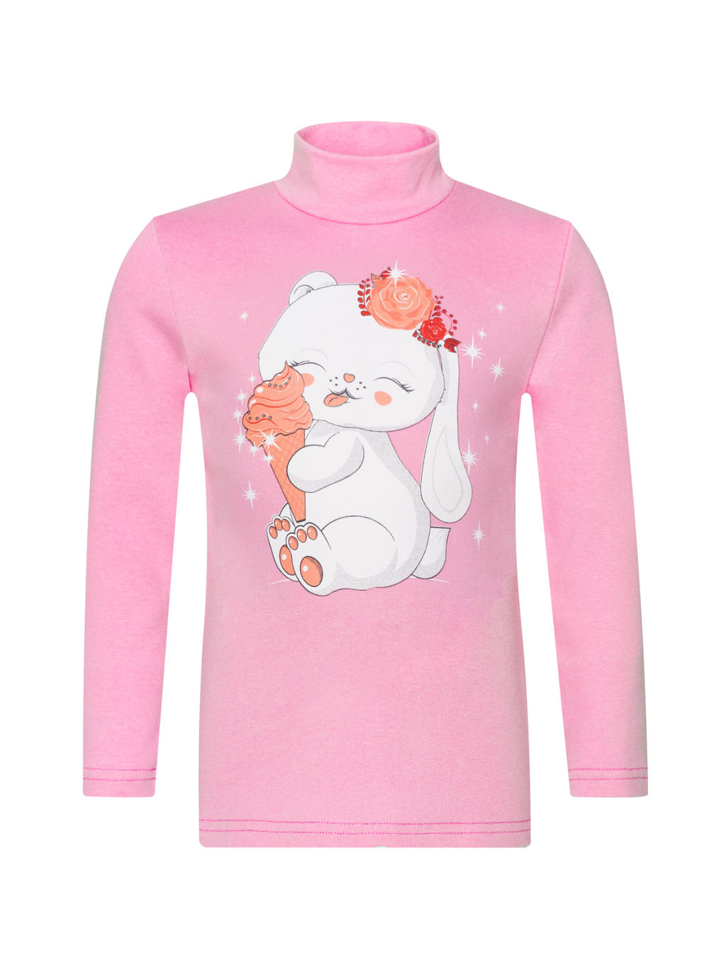 Джемпер-водолазка розовая зайка 645п (80, 52)