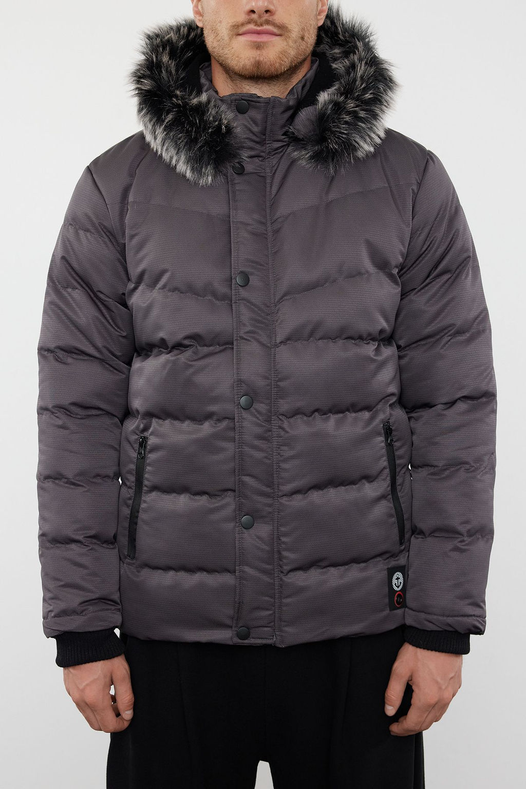 TRENDYOL MAN Gri Erkek Regular Fit Ici Polar Astarl? Ruzgara ve Suya Dayan?kl? K?sl?k Sisme Mont TMNAW23MO00009 - Trendyolmilla фото 3