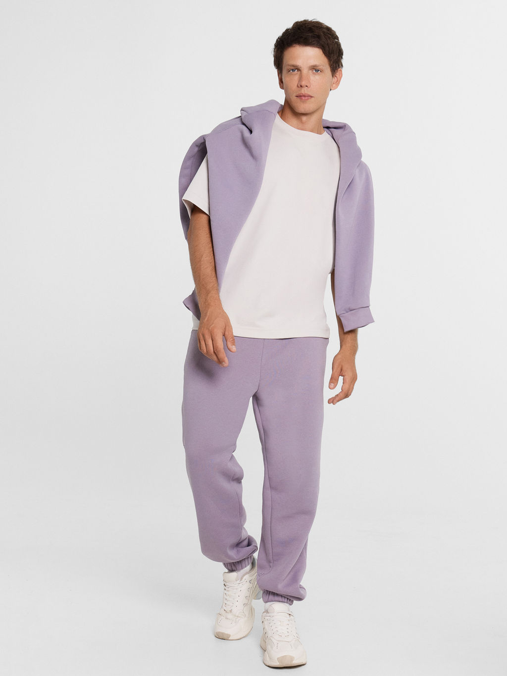 Теплые лавандовые брюки свободного силуэта лаванда 181225