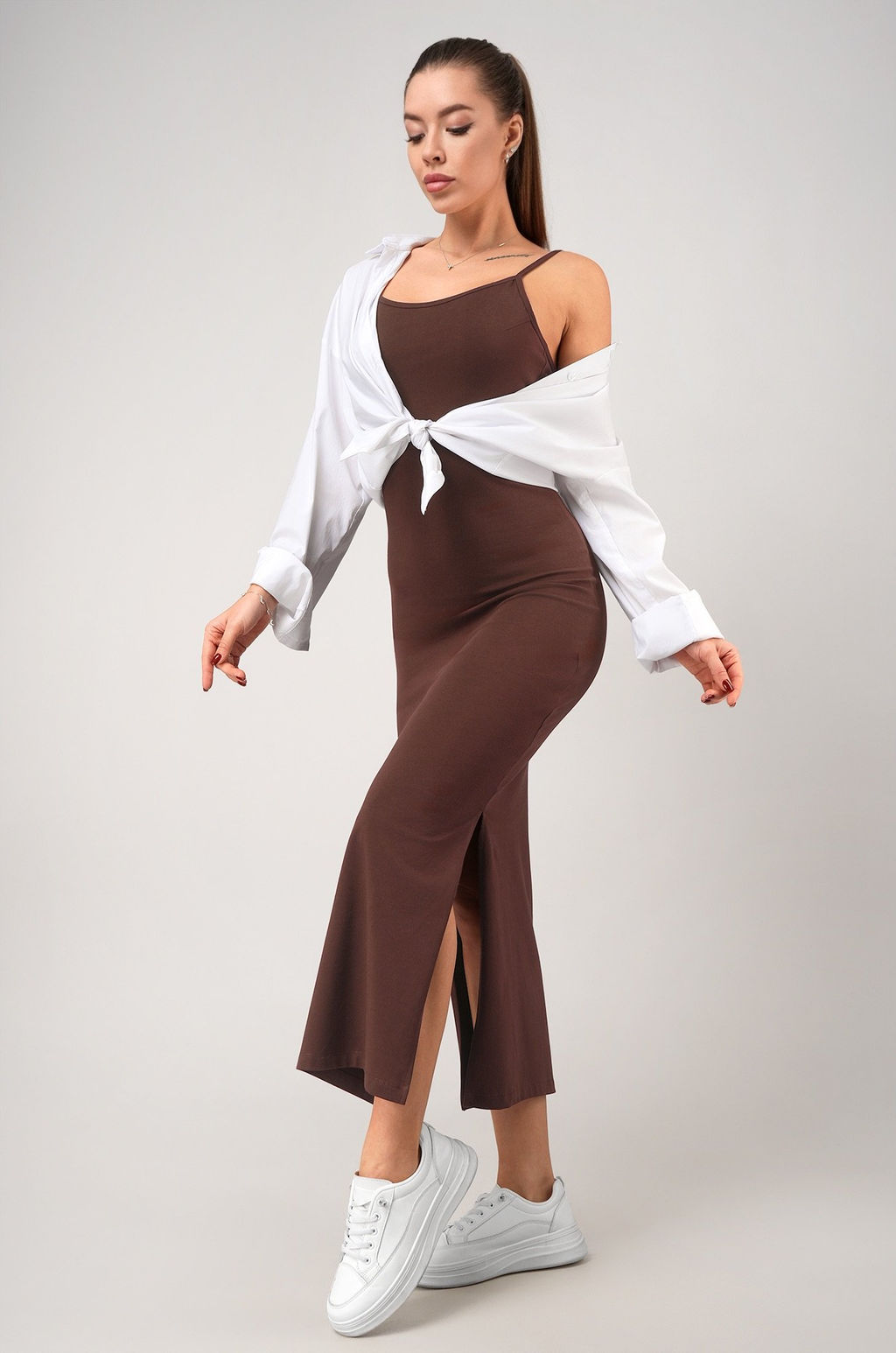 Женское платье-сарафан с разрезами Happyfox