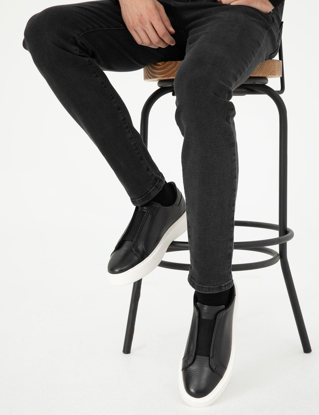 Siyah %100 Deri Casual Ayakkab_