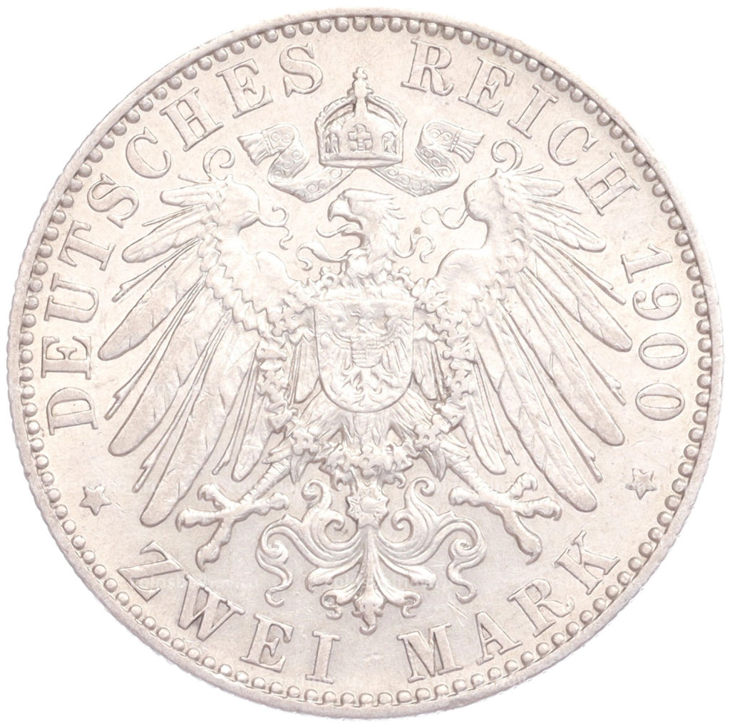 Монета 2 марки 1900 года Е Германия (Саксония)