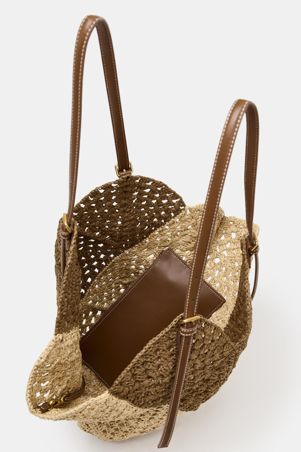 BOLSO SHOPPER CUERPO TRENZADO / Beige claro - Zara фото 5
