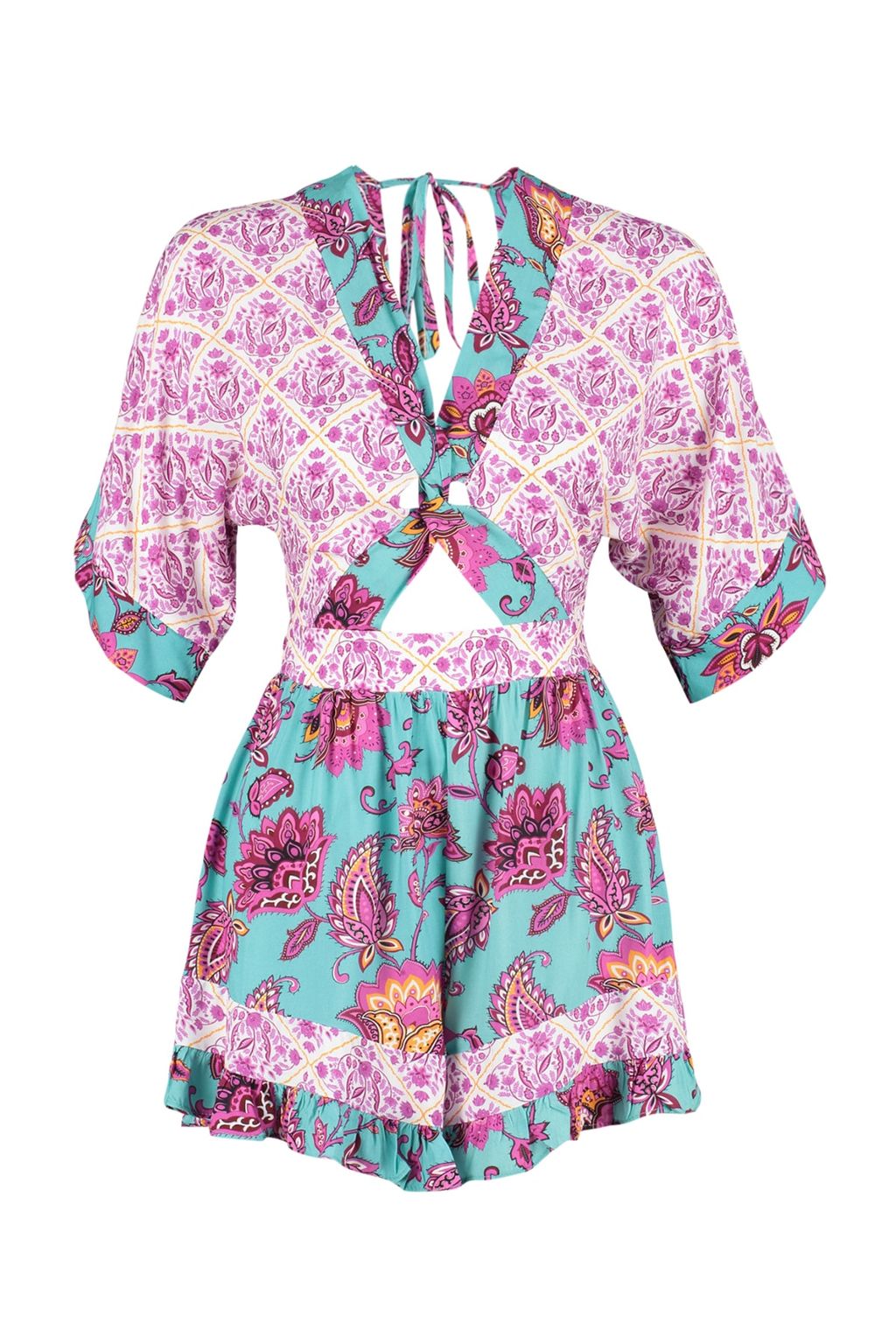 TRENDYOLMILLA Cicek Desenli Dokuma Cut Out/Pencere Plaj Tulum TBESS23EL00017 фото 11