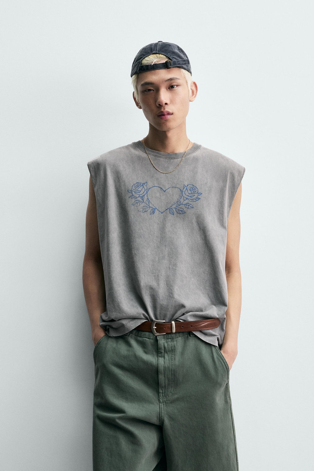 CAMISETA TANK RELAXED FIT ESTAMPADOS / Gris