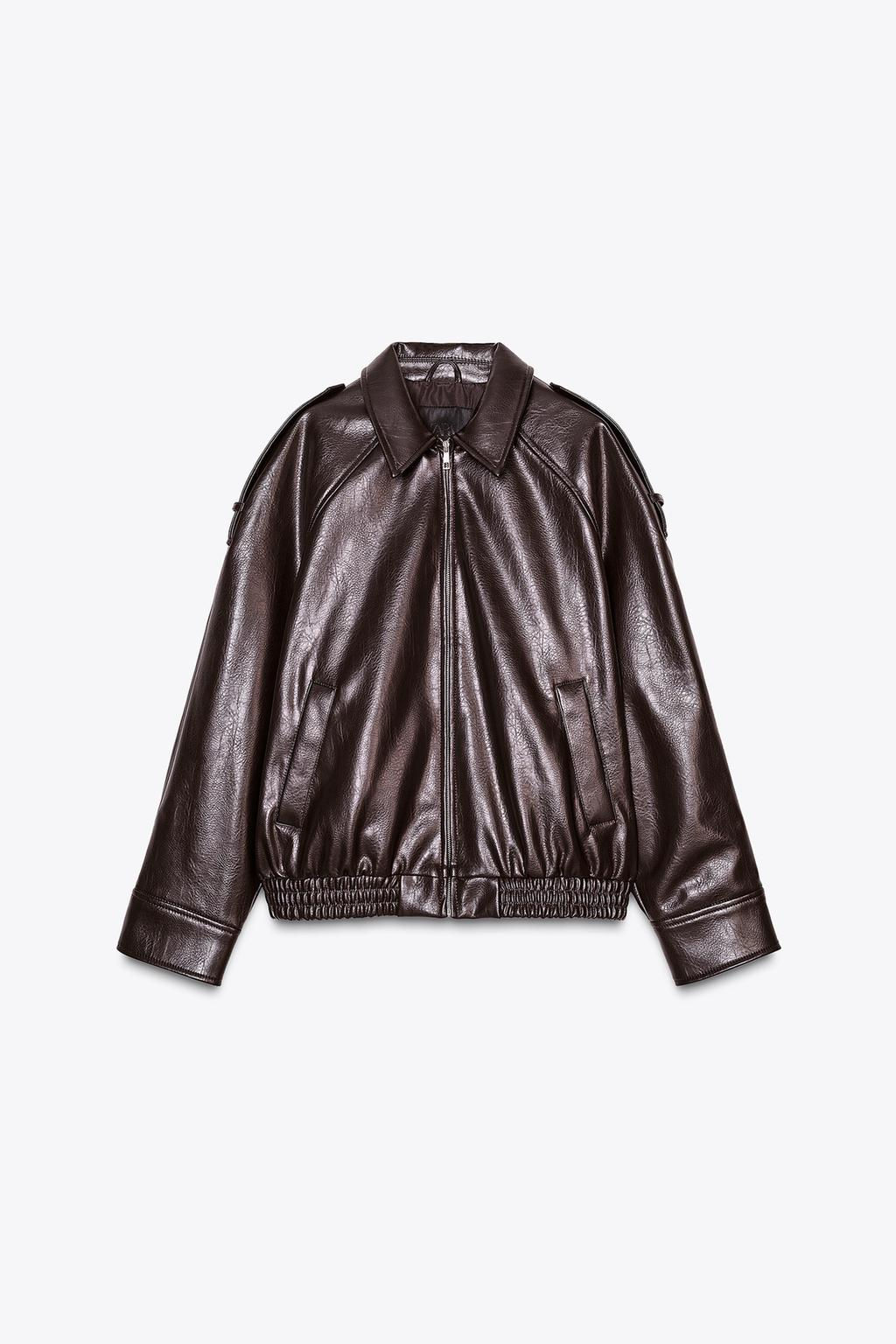 LEATHER EFFECT BOMBER JACKET - Zara фото 5