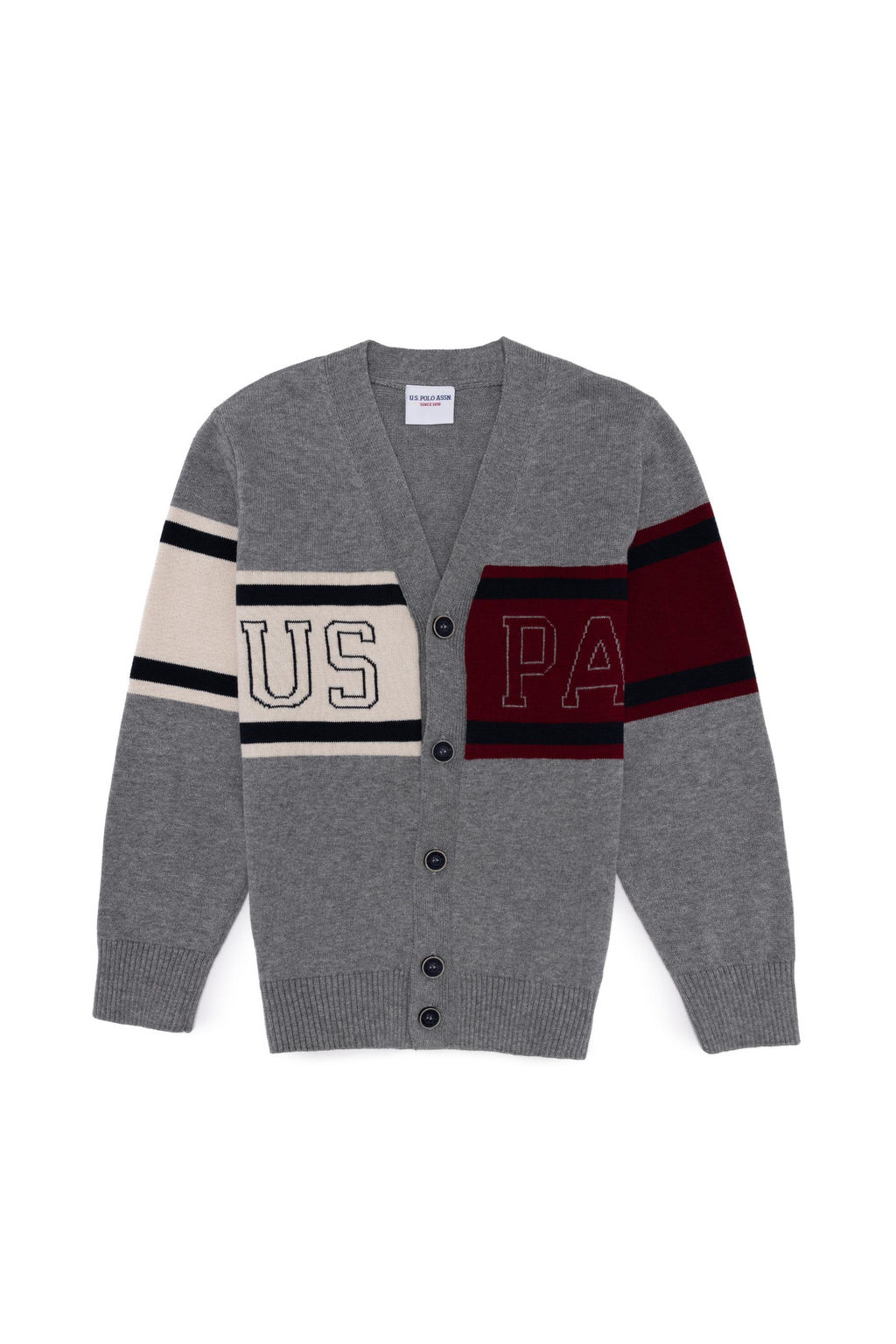 Серый кардиган из меланжевого трикотажа для мальчика - U.s. polo assn фото 2