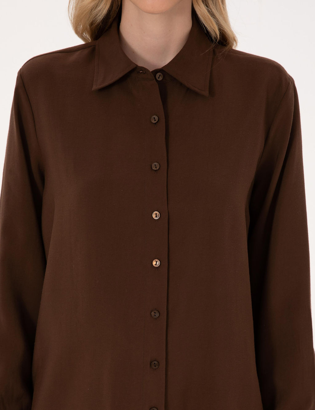 Koyu Kahverengi Comfort Fit Uzun Kollu G_mlek - Pierre cardin фото 6