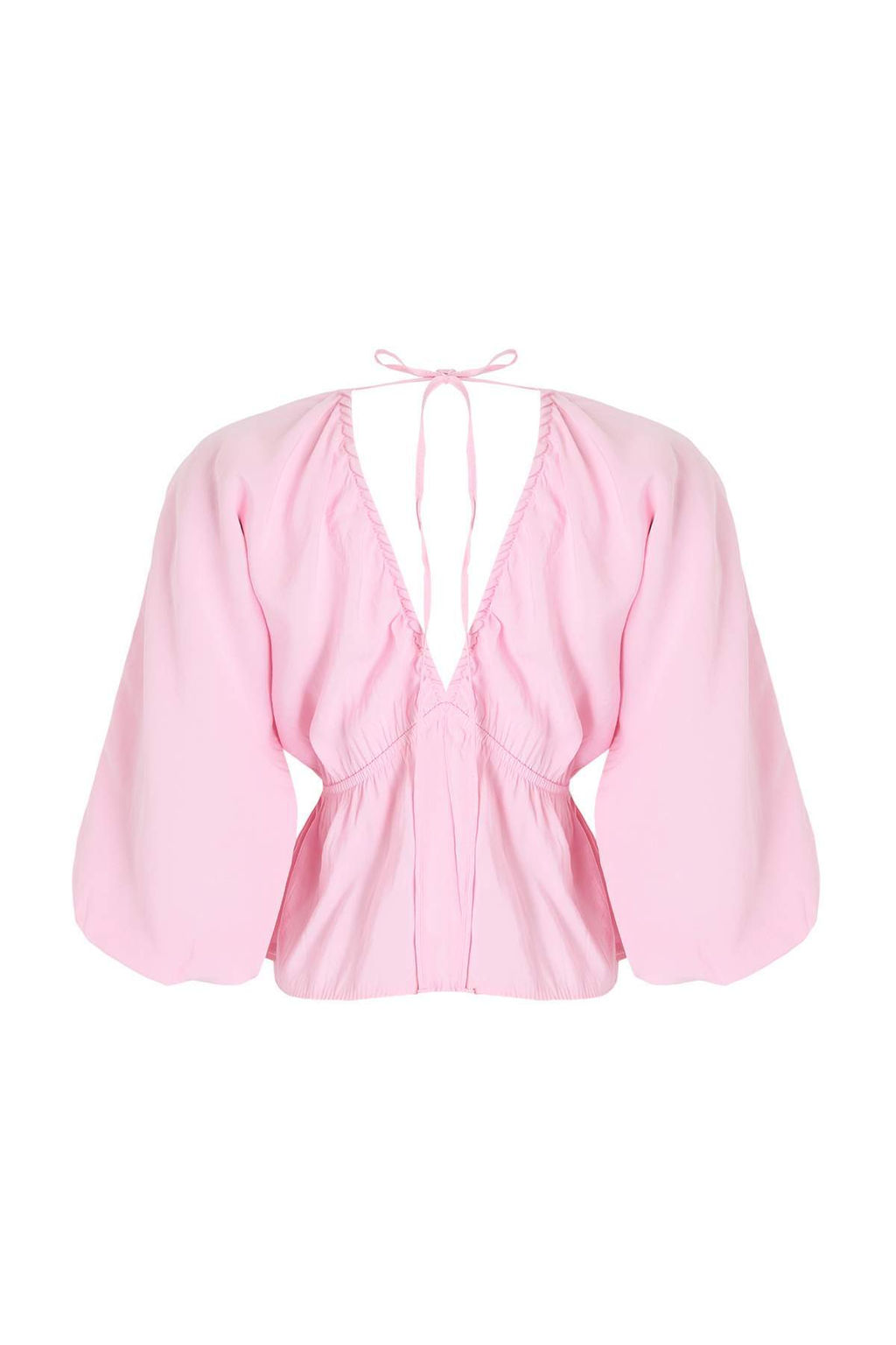 Pembe Lastikli V Yaka Rahat Dokuma Bluz TWOSS26BZ00399