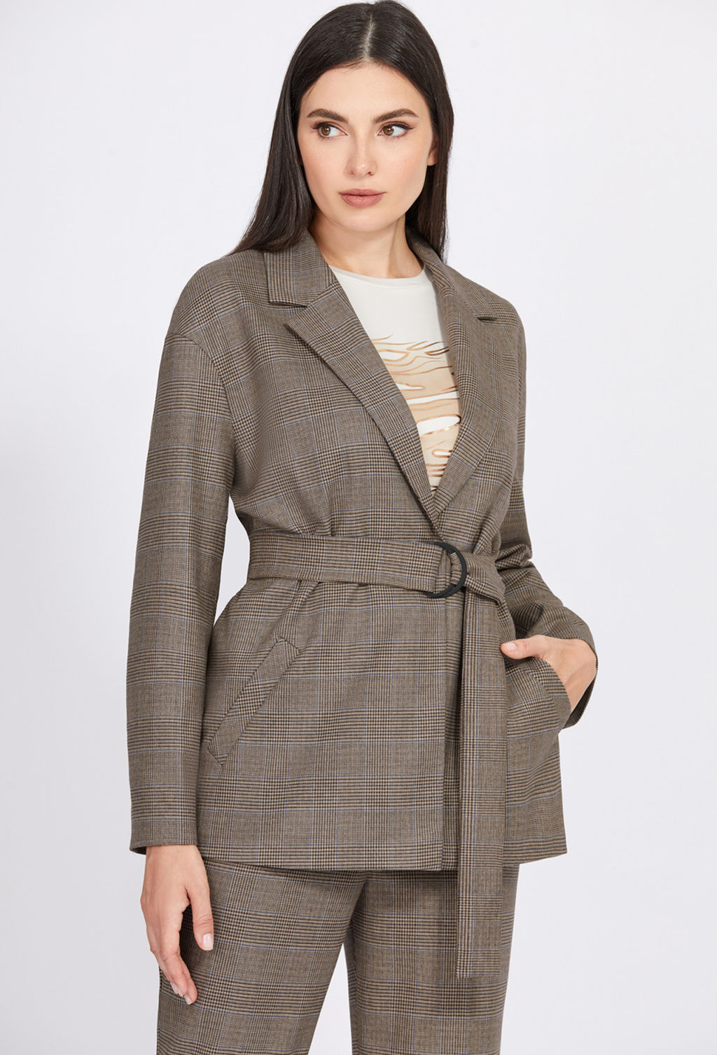 Жакет Bazalini 4922 коричневый клетка